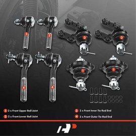 A-Premium Set of 8, Front Upper & Lower Ball Joint, Inner & Outer Tie Rod End, Compatible with Nissan Pathfinder 1987-1992, Pickup 1995-1997, D21 1986-1994