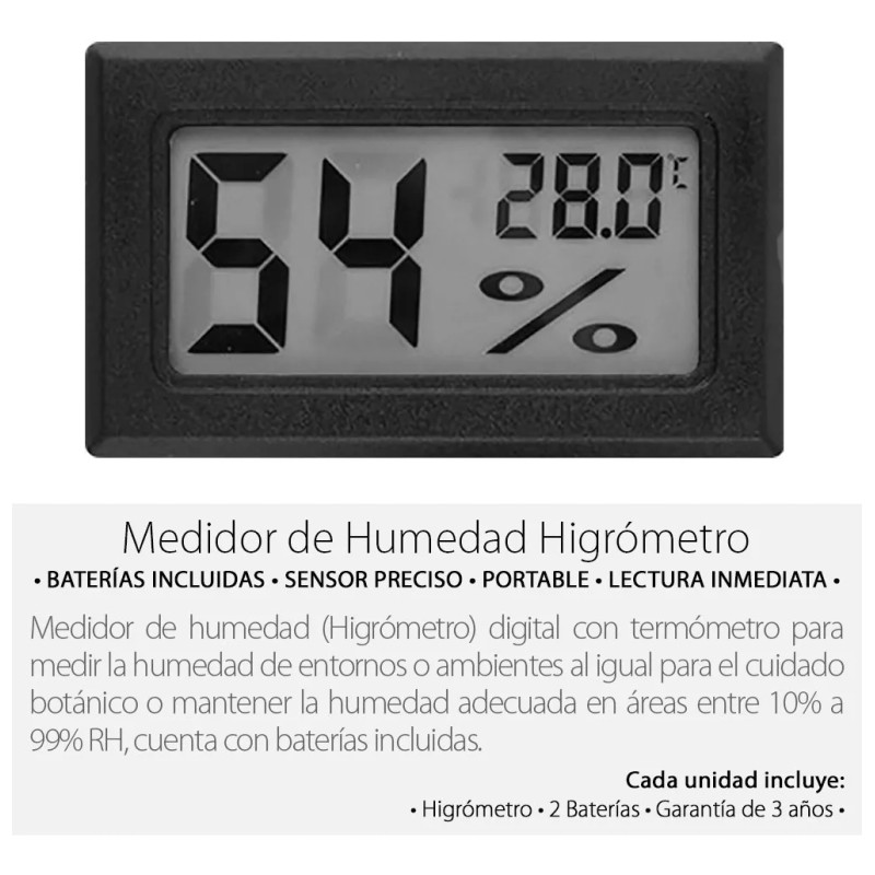 Mercader Digital 2 Pzs Termómetro Higrómetro Digital Medidor Sensor Humedad
