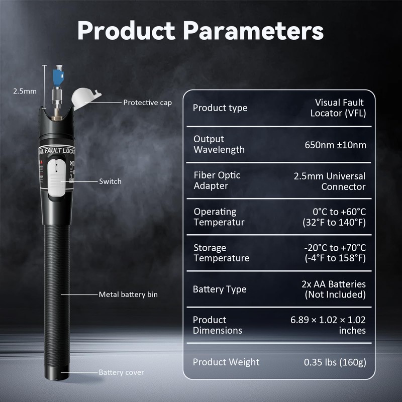 CHunreegow Visual Fault Locator - 80KM High-Power VFL Fiber Optic