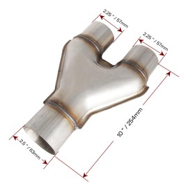 MXA 2 1/2 Y Pipe Exhaust, Stainless Steel 2.5 inch Y Pipe,2.5" to 2.25" Mid Connector Exhaust Extension Pipe Automotive Replacement Exhaust Pipe(2.5"x2.25"x10")