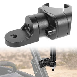 UTV Whip Light/Flag Mount, UTV Whip Mounting Bracket Adjustable for Pro-fit Roll Cage Compatible with Polaris General Ranger Can am Defender Commander Maverick, CNC Black Aluminum No Drilling