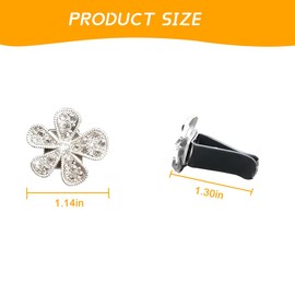 Mandark 6PCS Bling Daisy Flower Car Air Vent Clip, Crystal Rhinestone Vehicle Air Vent Outlet Clip, Cute Auto Air Conditioning Clip Charm Interior Decor Accessories for Women Girls（Silver）