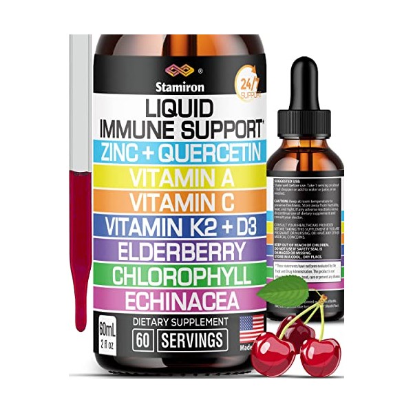 Zinc Quercetin Vitamin C D3 Liquid Immune Support with Vitamin