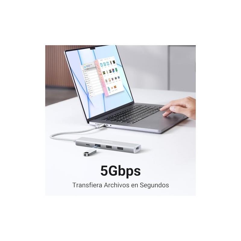 UGREEN Revodok USB C Hub,5 en 1 Adaptador de Aluminio