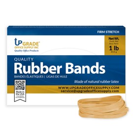 Upgrade Office Supply UPG22564 Rubber Bands, Size #64 (3-1/2” x 1/4”), Natural Crepe, 1 lb. Box, Made in USA, Strong for Office, Home, School, Industrial Use