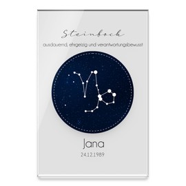 CHRISCK design Wall Pictures Astro with Zodiac Sign Customisable Acrylic Glass UV Print with Zodiac Sign and Text Individual Room Decoration Wall Pictures