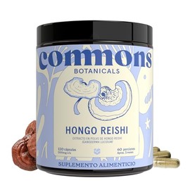Commons Hongo Reishi 120 Cápsulas - Hongos Adaptógenos - Apoyo del Sueño - Energizante y Antioxidante - Suplemento de Alta Calidad - 100% Orgánico - M