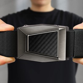 Tactical Belt for Men,BULLIANT Men Stretch Nylon Web Gift Belt 1.5"-Hiking Rigger Military Work-Quick Release(Black,46"-50"Waist Adjustable)