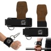 Padded Lifting Straps with Detachable Leather Palm Grips