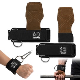 Padded Lifting Straps with Detachable Leather Palm Grips