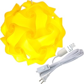 (40 centimeters, Yellow) - Lightingsky Ceiling Pendant DIY IQ Jigsaw Puzzle Lamp Shade Kit with 4.6m Hanging Cord (Yellow, 40 Centimetres)