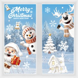 Christmas Window Clings, Gocheden 146PCS Christmas Snowflake Window Clings Stickers for Glass, 3D Xmas Window Stickers for Christmas Decorations, Winter Window Clings, Christmas Window Decorations