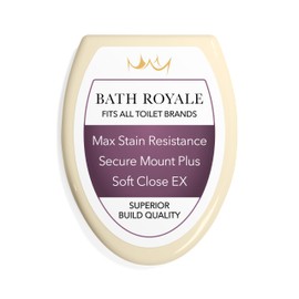 Bath Royale Toilet Seat Elongated with Cover BR501-02 Soft Close, Heavy Duty, Comfortable, Stain-Resistant and Easy to Keep Clean, Fits All Toilet Brands, Executive Series - Almond/Bone