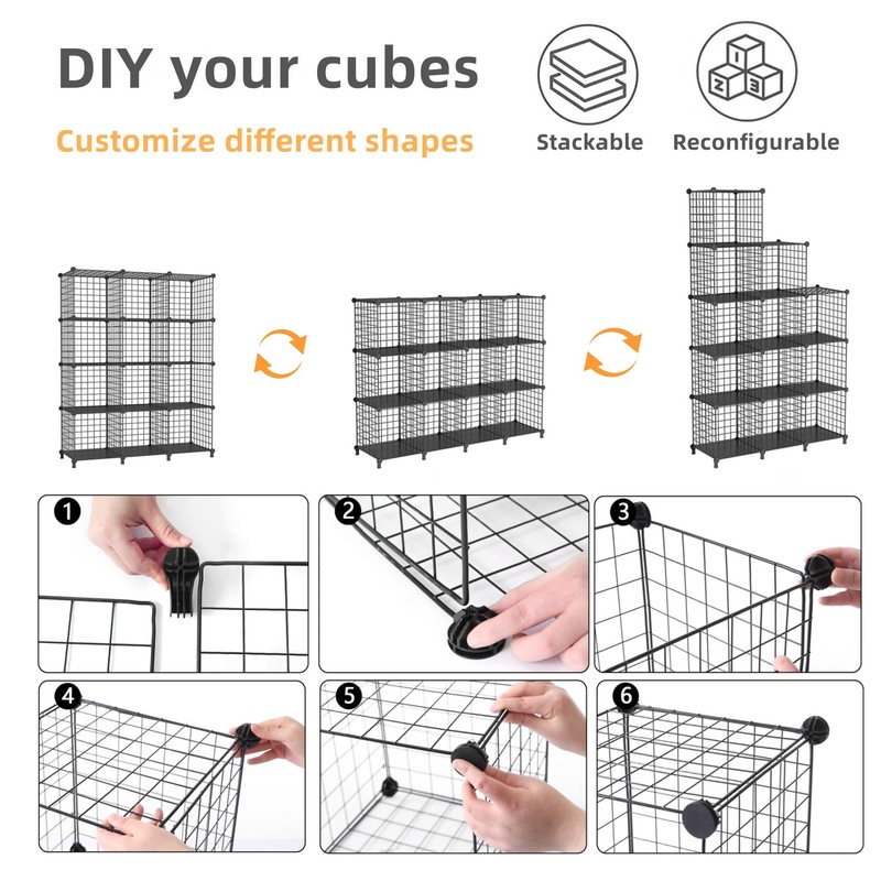 AWTATOS Wire Cube Storage Organizer, Closet Organizers and Storage, Metal