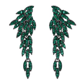 Clearine Clip-On Earrings Wedding Bridal Angel Wings Chandelier Long Drop Clip On Earrings for Women Clear Silver Tone, Crystal, No Gemstone