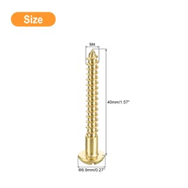 sourcing map Wood Screws M4 x 40mm Slotted Round Head Brass Self-Tapping Screw WoodWorking Screw 20 Pcs