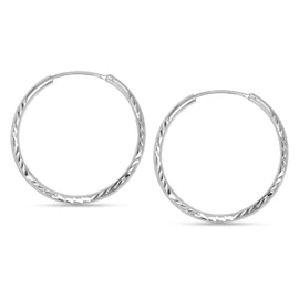 LeCalla 925 Sterling Silver Endless Huggie Hoop Earrings | 2mm Diamond-Cut Hoop Earrings | Round Circle Hoop Earrings for Women 40MM