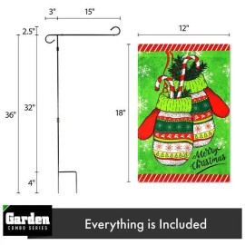 UD_G128 Combo Pack: Garden Flag Stand Black 36x16 Inch & Garden Flag Merry Christmas Mittens 12x18 Inch