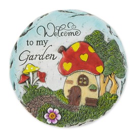 DII Cement Stepping Stone Collection Decorative Colorful, 9.75" Diameter, Welcome