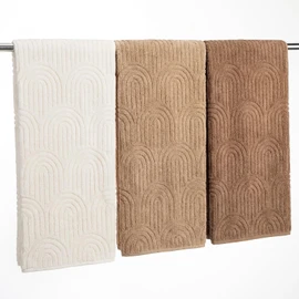 Tegeme 3 Pcs Decorative Hand Towel for Bath Boho Arch Striped Cotton Hand Towels Farmhouse Beige Tan Brown Soft Absorbent Towel Bath Decor for Fall Thanksgiving Kitchen Gift