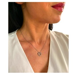 NataschaWoge® Herz mini minimalistischer Schmuck EDELSTAHL Gold Silber Kette Halskette + Anhänger Geschenk für Sie Hollow Sun Goldkette (Silber)