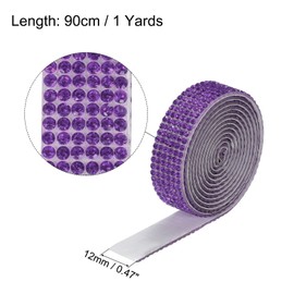 MECCANIXITY 3 Roll 3 Yard 12mm Self Adhesive Crystal Rhinestone Diamond Ribbon for Arts & Crafts Project, Wedding Cakes, Birthday Decorations Purple