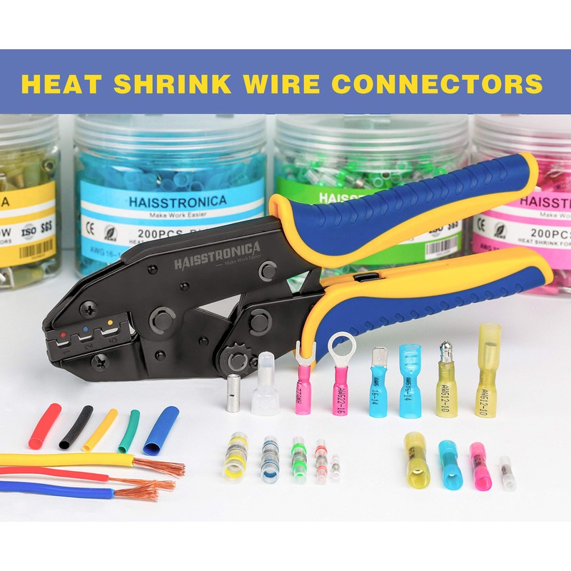 haisstronica 200PCS Blue Heat Shrink Female Spade Connectors,AWG 16-14 Heat