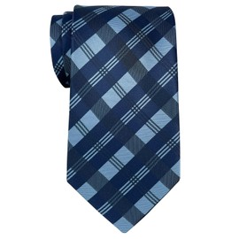 Retreez Tartan Check Patterns Woven Microfiber Men's Tie - Blue