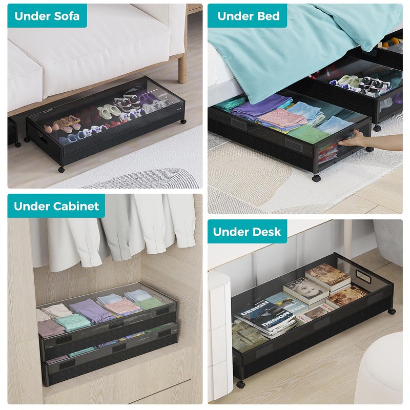 oylik Large Under Bed Storage with Wheels, Metal Under Bed