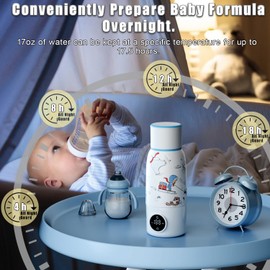 BEGUKO Portable Milk Warmer, Travel Formula Bottle Warmer for Baby, 17oz Water Warmer On The Go with 3min-Rapid-Heat Fast Charge Cordless Formula Warmer Temp Control Baby Travel Essential Xams Gift