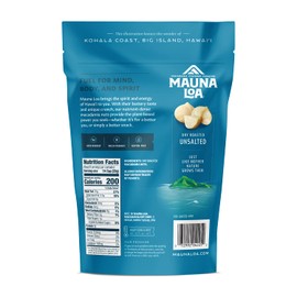 Mauna Loa Premium Hawaiian Roasted Macadamia Nuts, Unsalted, 8 Oz Bag (Pack of 1), Multi