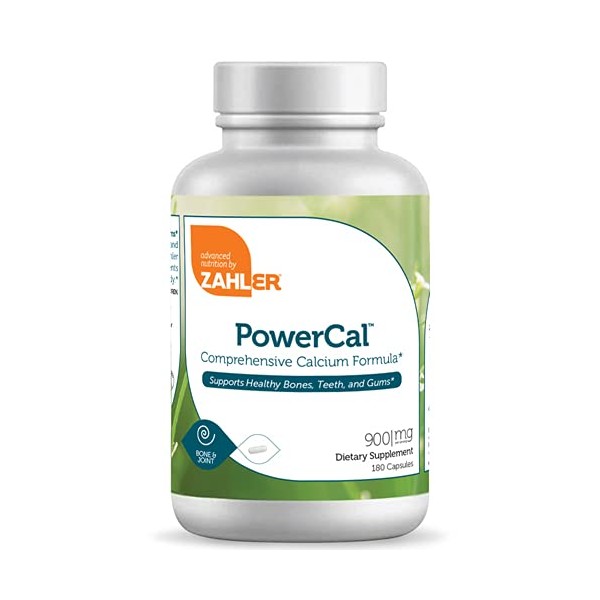 Zahler PowerCal, Calcium Supplement with Vitamin D, Promotes Healthy Bones Teeth and Gums, Certified Kosher, 180 Capsules