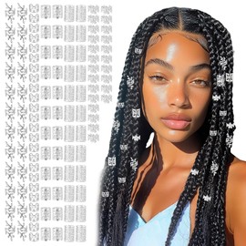 120Pcs Silver Hair Cuffs Charms Rings for Braids, Silver Hair Jewelry Clips for Braids, Dreadlock Accessories for Braid Women Men Festival Pirate Jewelry Decorations