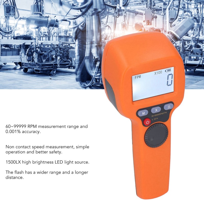 Stroboscope LCD Digital Display LED Flash Tachometer 1500LX 60‑99999RPM Tool