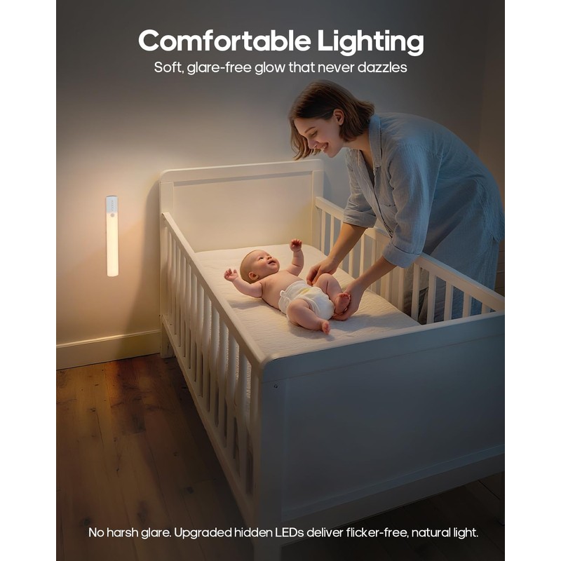 Motion Sensor Light Indoor, 60led Rechargeable Under Cabinet Lighting Wireless,