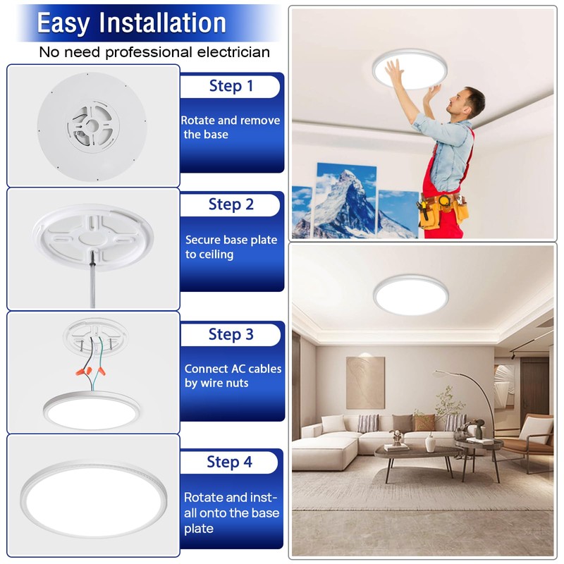 MODERN 6 Pack 28W 3200lm Flush Mount LED Ceiling Light,