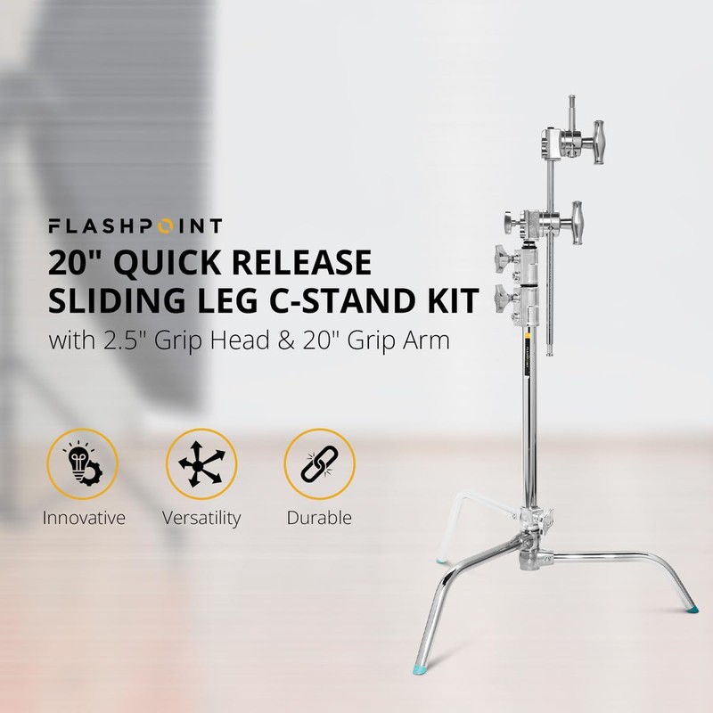 Flashpoint 20" Quick Sliding Leg C-Stand Kit with 2.5" Grip