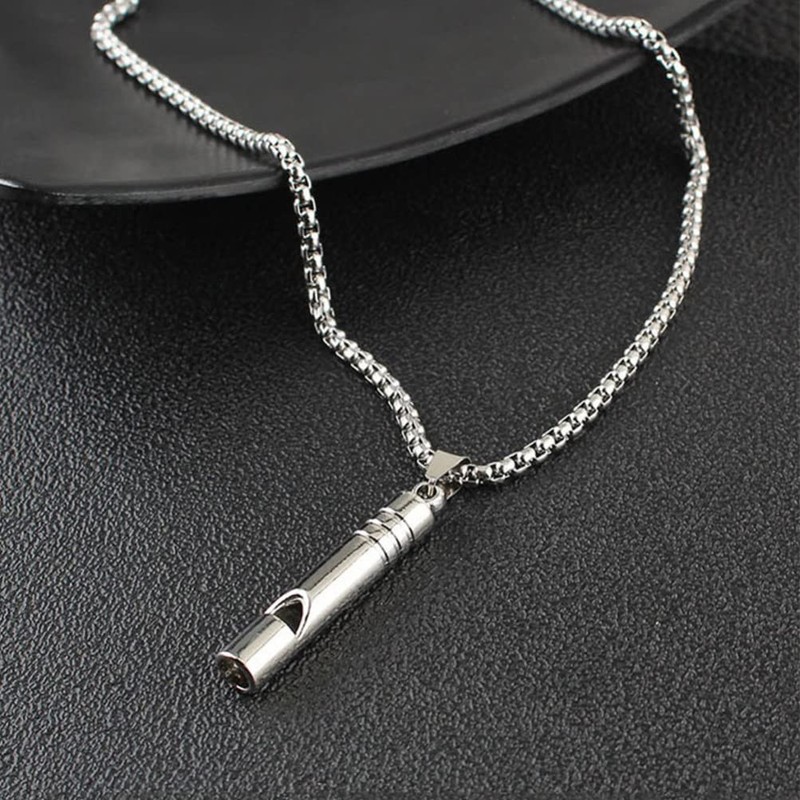 USHOBE Whistle Pendant Necklace Alloy Outdoor Emergency Whistle Emergency Survival