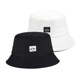 SEFIRST Pack of 2 Fishing Hats, Bucket Hat, Sun Hat, Cotton Bucket Hat, Fishing Hat for Men and Women, UV Protection, Foldable Summer Hat, Leisure Hat, Autumn, Hiking, Camping, Travel (Black, White
