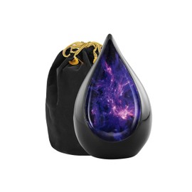 Urns of Dignity Everlasting Teardrop Cremation URNS,URN for Human Ashes, Adult URN for Funeral, Burial, Columbarium or Home, Cremation Urns for Human Ashes Adult (Black Purple Galaxy, Adult)