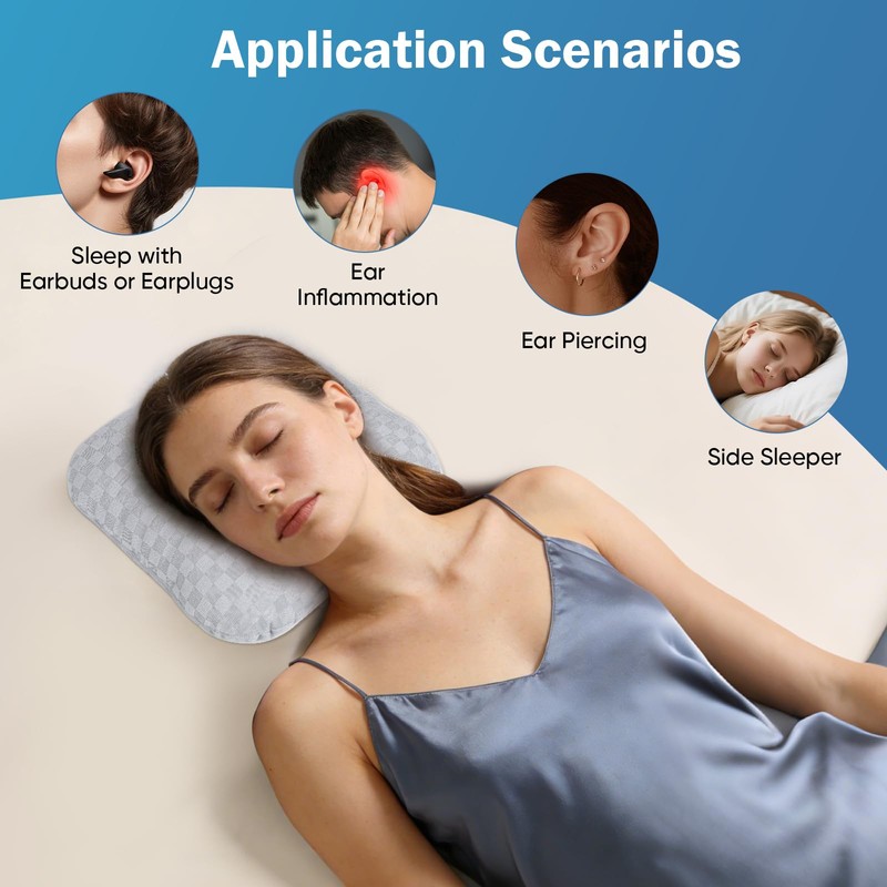 Ear Piercing Pillow with Comfort Hole for Side Sleepers(Light Gray)