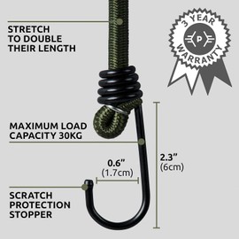 Bungee Cords with Hooks,10 pcs Heavy Duty Extra Strong Outdoor Elastic Rope,Multi-Purpose Elastic Bungee Straps (45 cm)