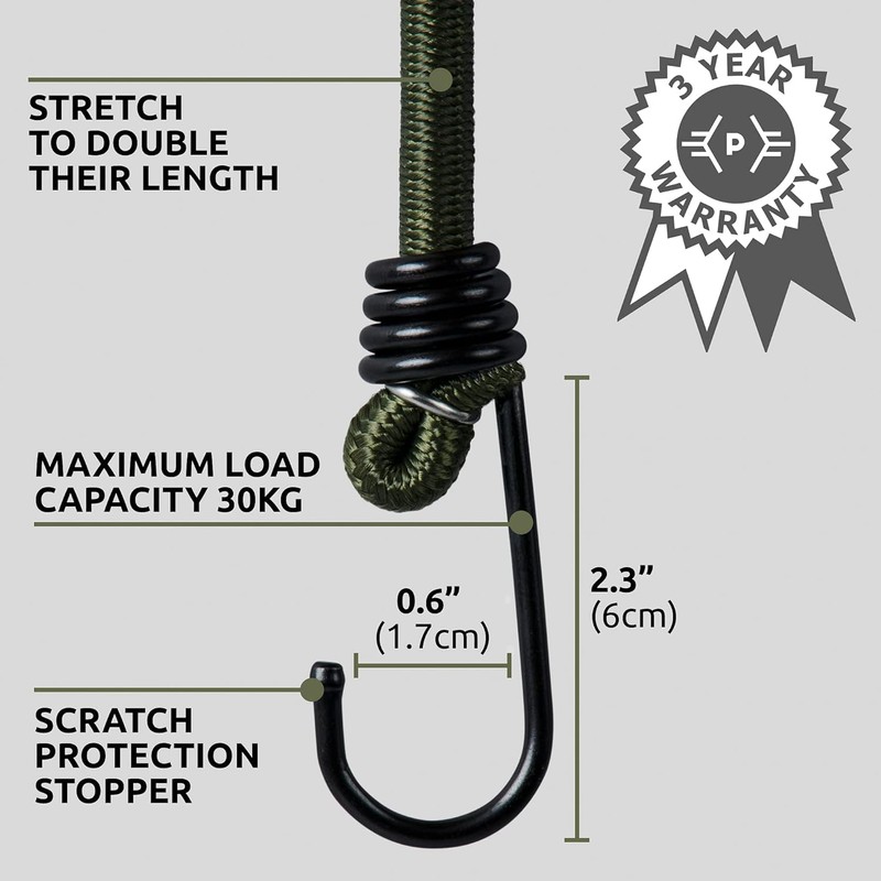 Bungee Cords with Hooks,10 pcs Heavy Duty Extra Strong Outdoor