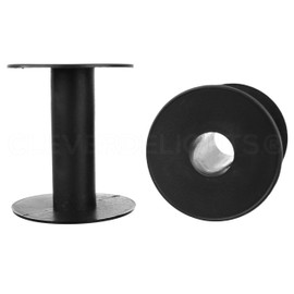 CleverDelights 3 Inch Black Plastic Spools - 3" x 2 3/4" - 16 Pack