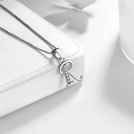 Aurora Tears Letter R Necklace Initial 925 Sterling Silver Alphabet Pendant Crystal Name Gift Women Cubic Zirconia Jewelry DP0045R