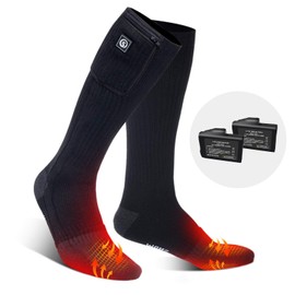 SNOW DEER Heated Socks for Men & Women Battery Socks Powered Thermal Ski Socks Winter Foot Warmer with Temperature Control Long Cotton Socks for Skiing Hiking Hunting Motorcycling Riding