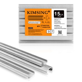 KIMSING SC7 (304SS)-15 Gauge C Ring Staples Hog Rings in 304 Stainless Steel, 3/4" Crown, 1000 PCS/Pack, Fasteners for Fencing, Cages Building, Car Seating