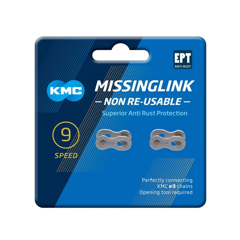 KMC Unisex's 9 Speed EPT MissingLink Joining Link, Dark Silver,
