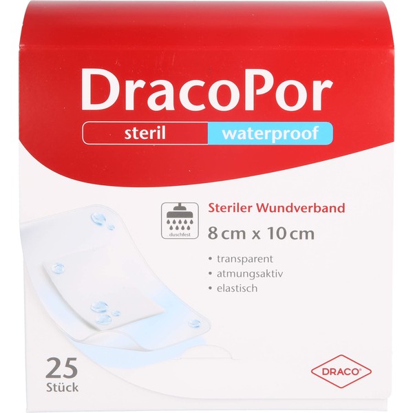 DracoPor waterproof 8 cm x 10 cm steriler Wundverband, 25 pcs. Wound dressings