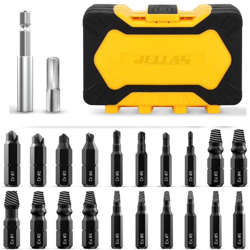 22-Piece Screw Extractor Set, Screw Remover Set For Damaged Screws,